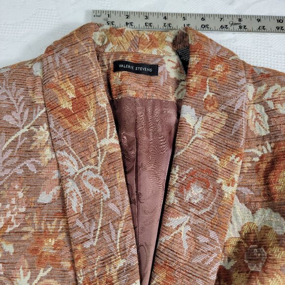 Valerie Stevens women's fall blazer textured autumn leaves one button Size 12 - Picture 5 of 12